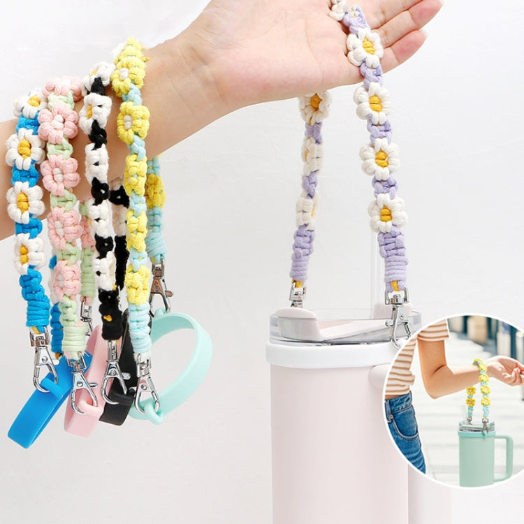 For 16-40oz Stanley Mug Lanyard Silicone Loop Boho Daisy Cute Flower Hand-Woven Mug Cover(Black) - Kettles by PMC TechLife | Online Shopping South Africa | PMC TechLife | Buy Now Pay Later Mobicred