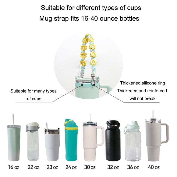 For 16-40oz Stanley Mug Lanyard Silicone Loop Boho Daisy Cute Flower Hand-Woven Mug Cover(Green) - Kettles by PMC TechLife | Online Shopping South Africa | PMC TechLife | Buy Now Pay Later Mobicred