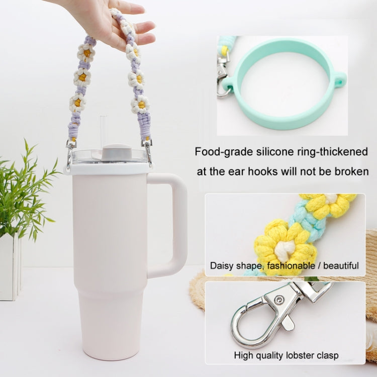 For 16-40oz Stanley Mug Lanyard Silicone Loop Boho Daisy Cute Flower Hand-Woven Mug Cover(Green) - Kettles by PMC TechLife | Online Shopping South Africa | PMC TechLife | Buy Now Pay Later Mobicred
