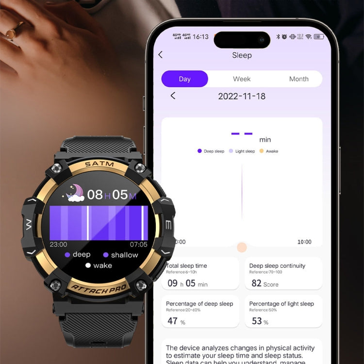 LOKMAT ATTACK 2 PRO 1.39-Inch 5ATM Waterproof Health Monitoring Bluetooth Smart Watch(Gold) - free shipping - PMC Jewellery - Order now!