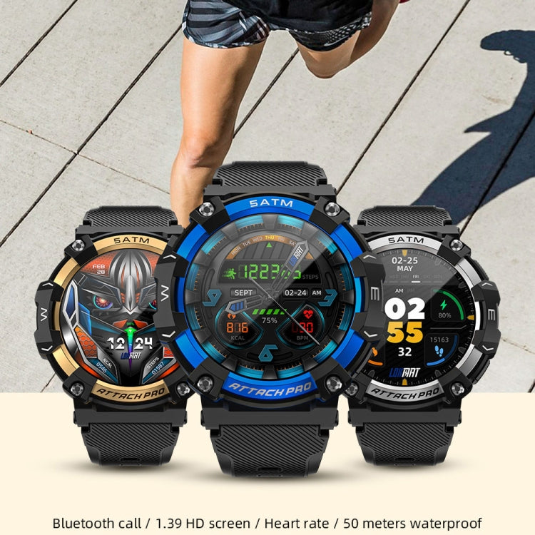 LOKMAT ATTACK 2 PRO 1.39-Inch 5ATM Waterproof Health Monitoring Bluetooth Smart Watch(Gold) - free shipping - PMC TechLife - Order now!