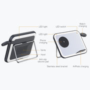 15W 3-in-1 MagSafe Magnetic Folding LED Makeup Mirror Night Light Wireless Charger(White)