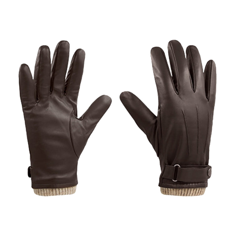 Autumn And Winter Padded Leather Gloves Business Simple Outdoor Sports Warm Gloves, Size: M(Brown) - Full Finger Gloves by PMC TechLife | Online Shopping South Africa | PMC TechLife | Buy Now Pay Later Mobicred
