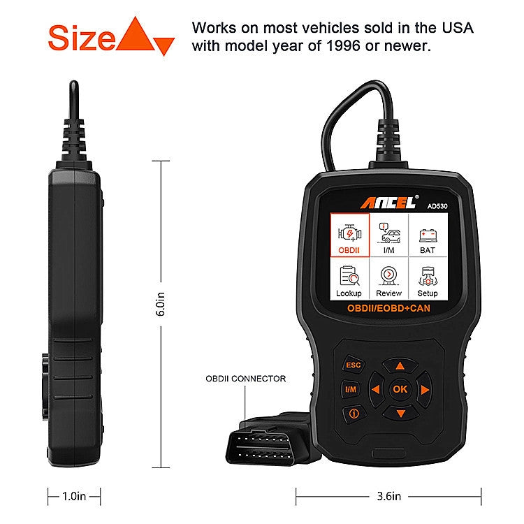 ANCEL AD530 2.8-Inch Screen OBD2 Car Engine Tester Car Battery Test Tool - free shipping - PMC Jewellery - Order now!