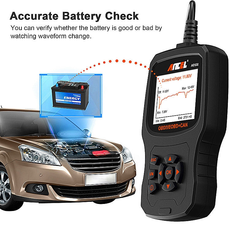 ANCEL AD530 2.8-Inch Screen OBD2 Car Engine Tester Car Battery Test Tool - free shipping - PMC Jewellery - Order now!