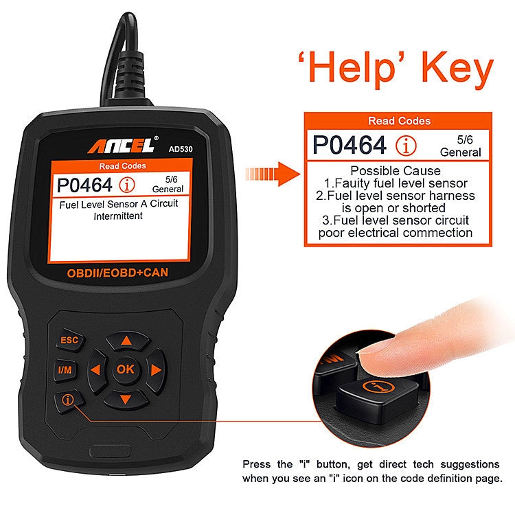 ANCEL AD530 2.8-Inch Screen OBD2 Car Engine Tester Car Battery Test Tool - free shipping - PMC Jewellery - Order now!