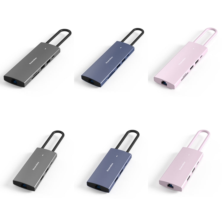 Blueendless 4K60Hz + Gigabit LAN + Data Type-C Docking Station, Spec: 9-in-1 Reading Card Pink