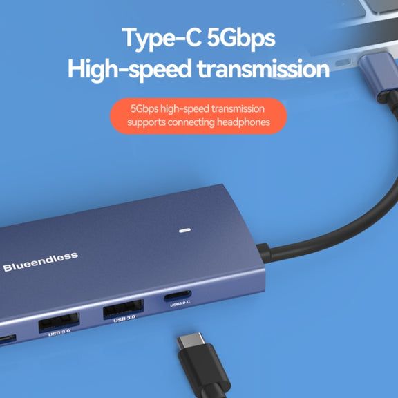 Blueendless 4K60Hz + Gigabit LAN + Data Type-C Docking Station, Spec: 6-in-1 Pink