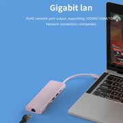 Blueendless 4K60Hz + Gigabit LAN + Data Type-C Docking Station, Spec: 9-in-1 Reading Card Pink
