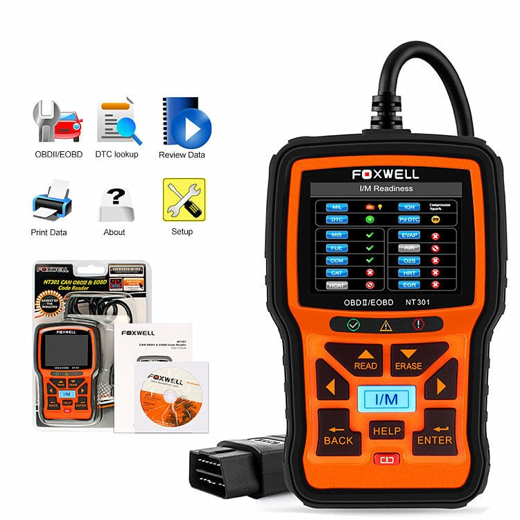 FOXWELL NT301 OBD2 Car Fault Diagnostic Instrument Live Data Code Reader Tool - free shipping - PMC Jewellery - Order now!