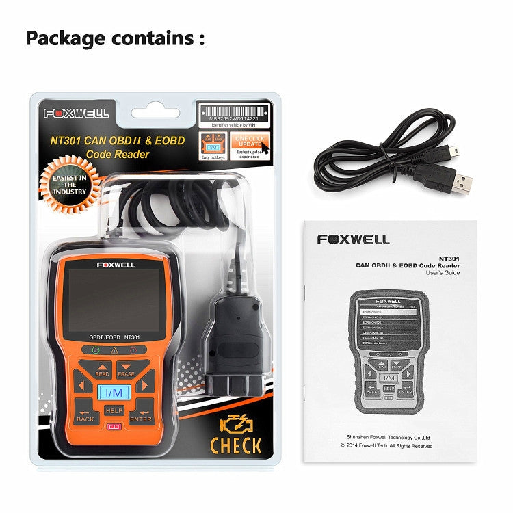 FOXWELL NT301 OBD2 Car Fault Diagnostic Instrument Live Data Code Reader Tool - free shipping - PMC Jewellery - Order now!