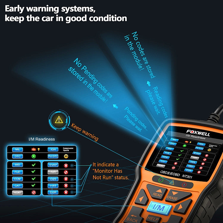 FOXWELL NT301 OBD2 Car Fault Diagnostic Instrument Live Data Code Reader Tool - free shipping - PMC Jewellery - Order now!