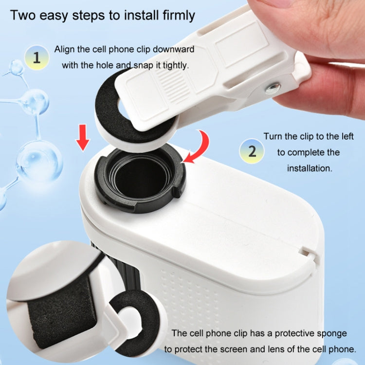80X Children Mini Portable Microscope Student Antique Jewelry Identification Science Experiment Teaching Toy, Model: With Phone Clip