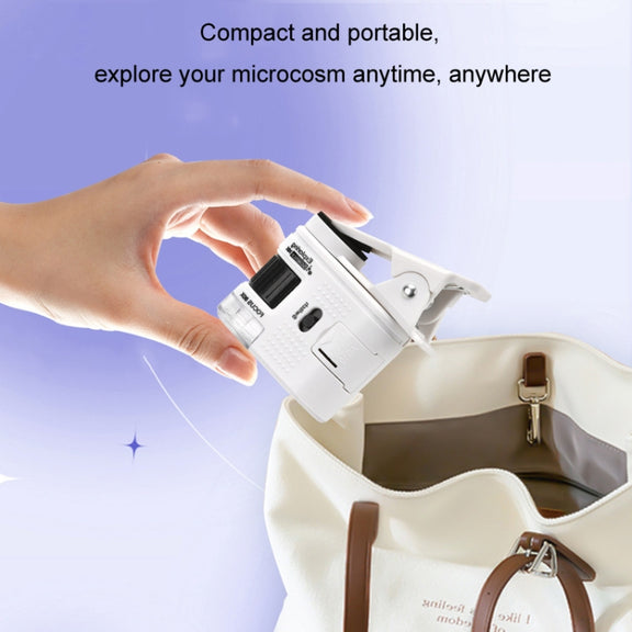 80X Children Mini Portable Microscope Student Antique Jewelry Identification Science Experiment Teaching Toy, Model: With Phone Clip