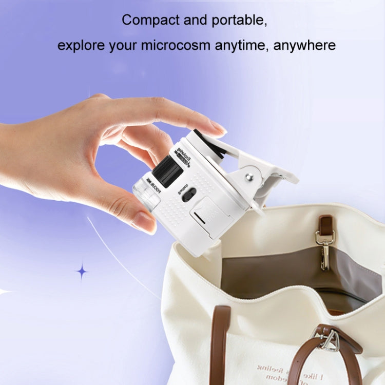 80X Children Mini Portable Microscope Student Antique Jewelry Identification Science Experiment Teaching Toy, Model: With Phone Clip