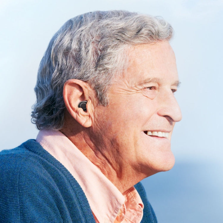 1pair Rechargeable Semi-In-Ear Hearing Aid Elderly Sound Amplifier(Black)