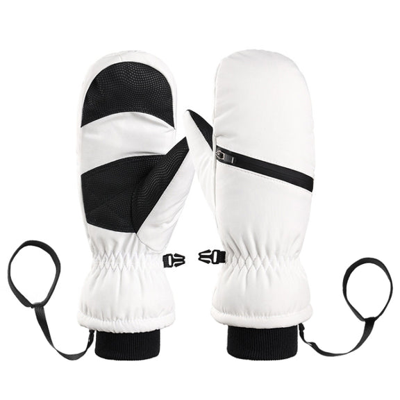 Winter Padded Ski Gloves Outdoor Windproof Warm Sports Gloves, Size: S(White)