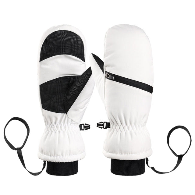 Winter Padded Ski Gloves Outdoor Windproof Warm Sports Gloves, Size: S(White)