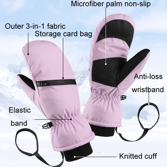 Winter Padded Ski Gloves Outdoor Windproof Warm Sports Gloves, Size: S(White)
