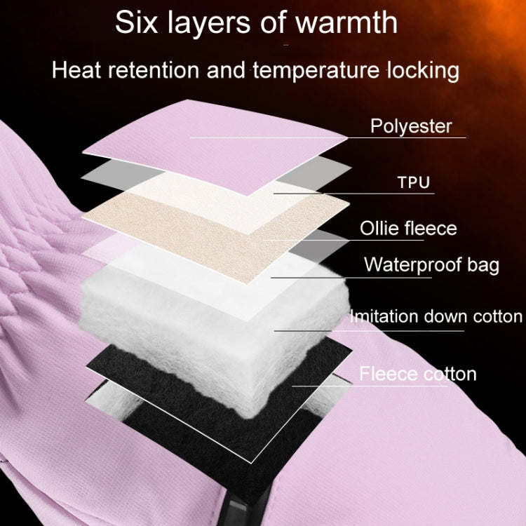 Winter Padded Ski Gloves Outdoor Windproof Warm Sports Gloves, Size: L(Light Purple) - Safety Gloves by PMC TechLife | Online Shopping South Africa | PMC TechLife | Buy Now Pay Later Mobicred