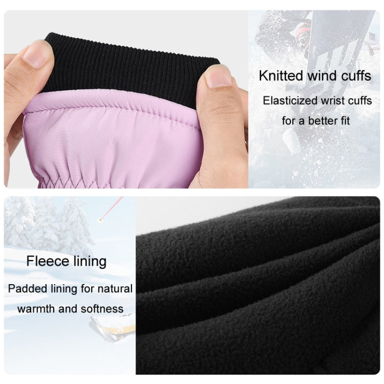 Winter Padded Ski Gloves Outdoor Windproof Warm Sports Gloves, Size: S(Light Purple) - Safety Gloves by PMC TechLife | Online Shopping South Africa | PMC TechLife | Buy Now Pay Later Mobicred