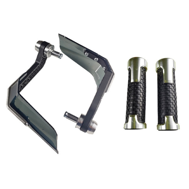 4 In 1 Motorcycle Modification Accessories Horn Windshield Windproof Protective Cover+Handlebar Plastic Throttle Grip Accessories(Silver)