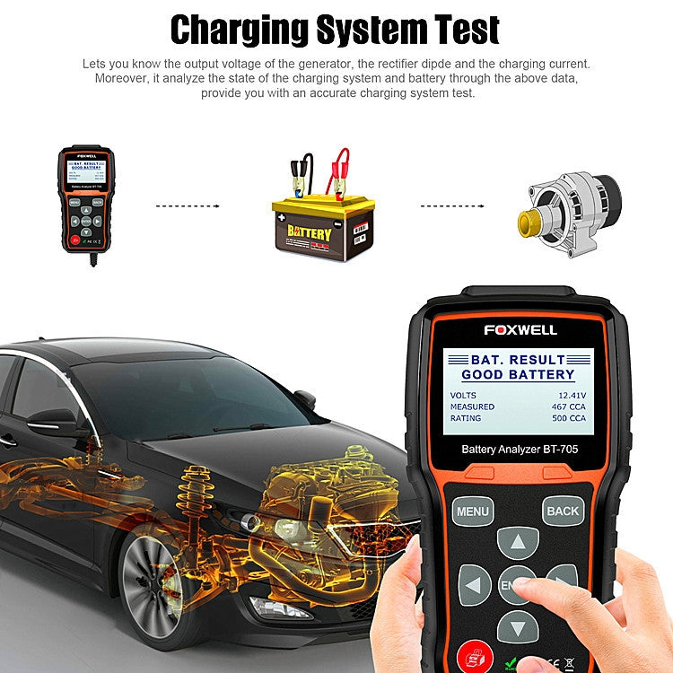 FOXWELL BT705 12V 24V Car Battery Test Analyzer Cranking and Charging System Test - free shipping - PMC Jewellery - Order now!
