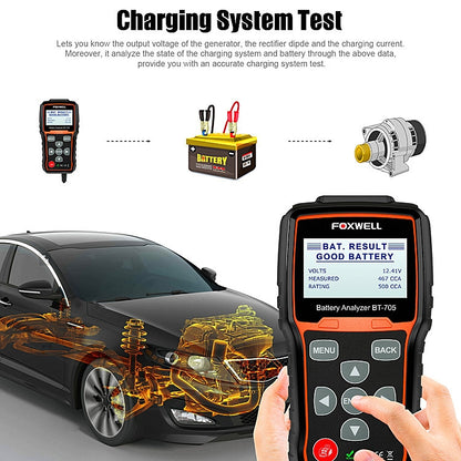 FOXWELL BT705 12V 24V Car Battery Test Analyzer Cranking and Charging System Test - free shipping - PMC Jewellery - Order now!