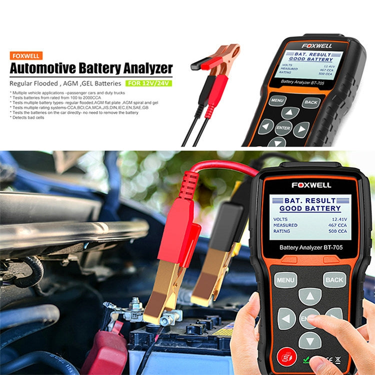 FOXWELL BT705 12V 24V Car Battery Test Analyzer Cranking and Charging System Test - free shipping - PMC TechLife - Order now!