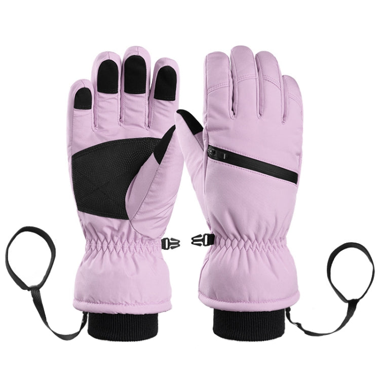 Winter Padded Ski Finger Gloves Outdoor Windproof Warm Sports Gloves, Size: M(Light Purple) - Full Finger Gloves by PMC TechLife | Online Shopping South Africa | PMC TechLife | Buy Now Pay Later Mobicred