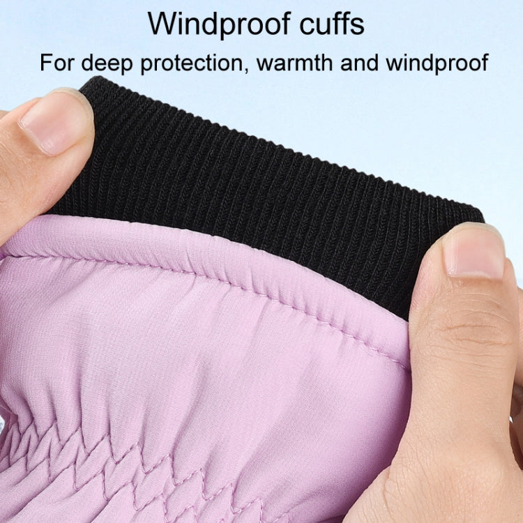 Winter Padded Ski Finger Gloves Outdoor Windproof Warm Sports Gloves, Size: L(Light Purple)
