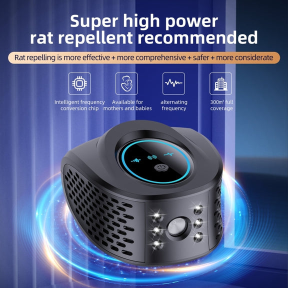 QSQ218 Multifunctional LED Household Indoor High-power Ultrasonic Mouse Repellent US Plug(White)