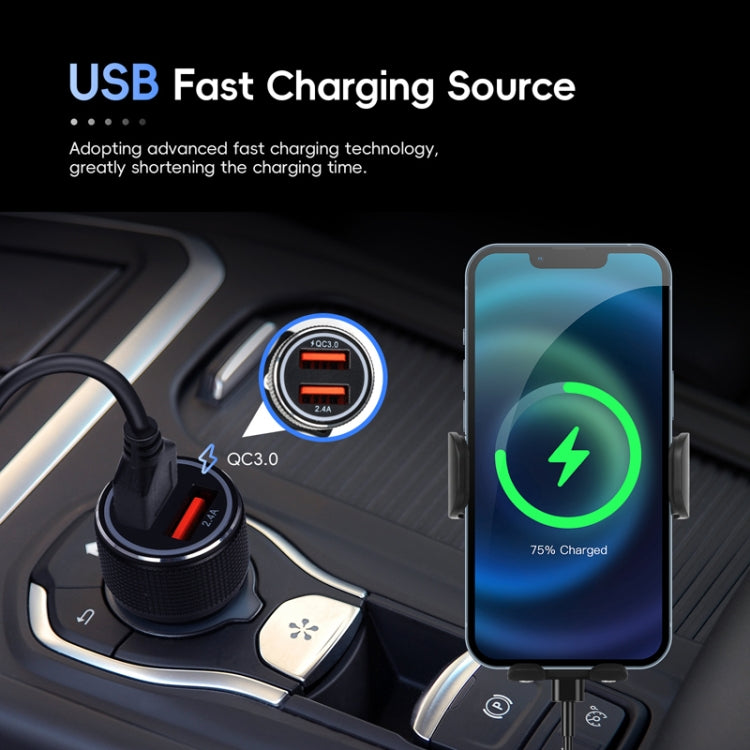 Fast Charging Retractable Recharging Cell Phone Holder With Wireless CarPlay Android Auto Function(Standard)