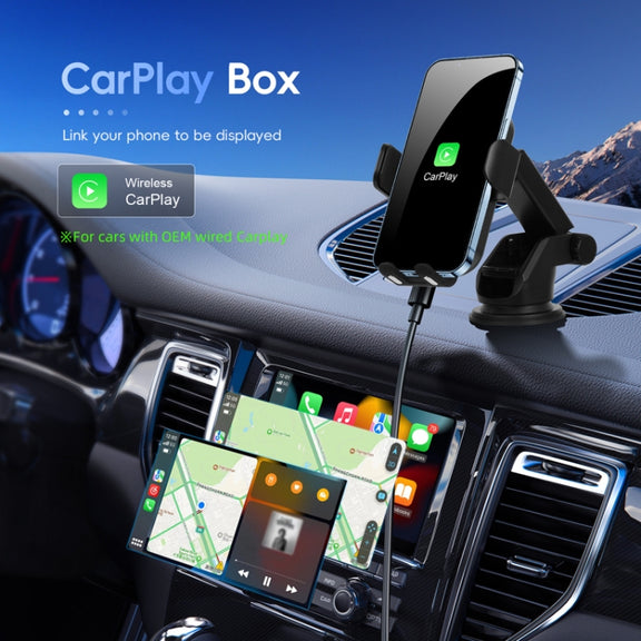 Fast Charging Retractable Recharging Cell Phone Holder With Wireless CarPlay Android Auto Function(Standard)