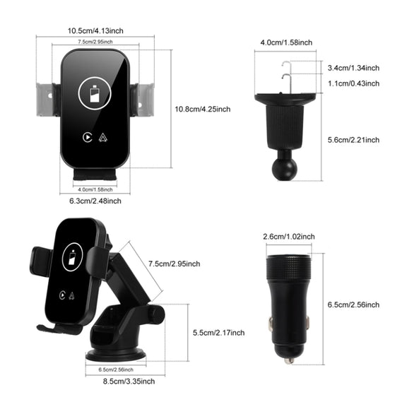 Fast Charging Retractable Recharging Cell Phone Holder With Wireless CarPlay Android Auto Function(Standard)