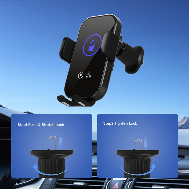 Fast Charging Retractable Recharging Cell Phone Holder With Wireless CarPlay Android Auto Function(Standard)
