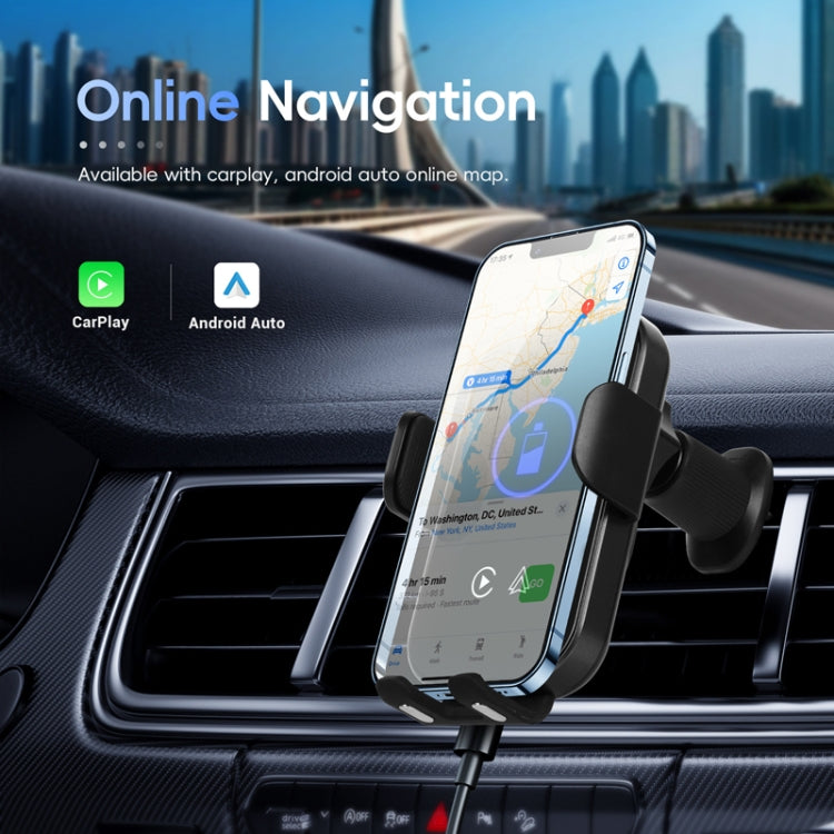 Fast Charging Retractable Recharging Cell Phone Holder With Wireless CarPlay Android Auto Function(Standard)