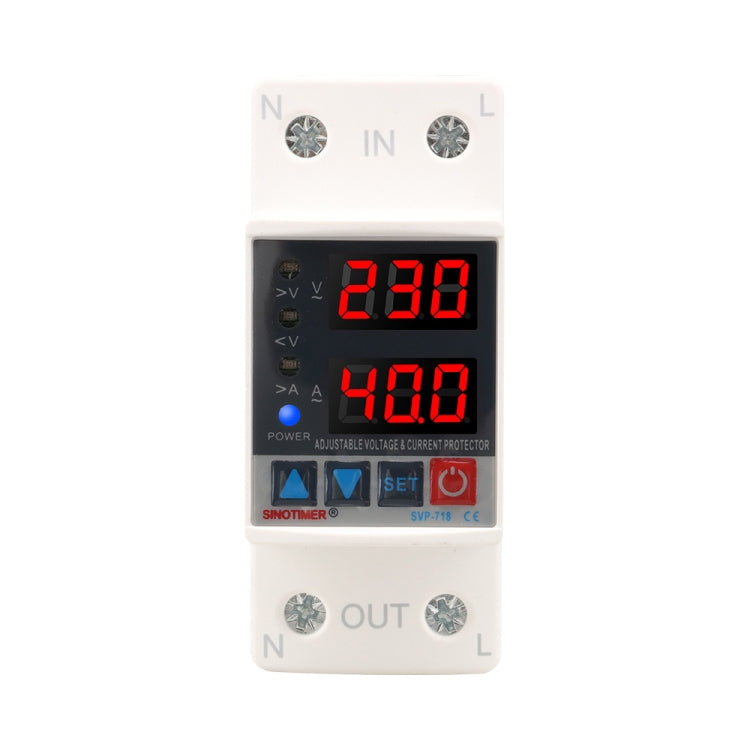 SINOTIMER SVP-718 40A Adjustable Self-resetting Intelligent Over-voltage and Under-voltage Protector 220V AC - free shipping - PMC TechLife - Order now!