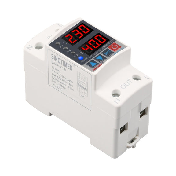 SINOTIMER SVP-718 40A Adjustable Self-resetting Intelligent Over-voltage and Under-voltage Protector 220V AC