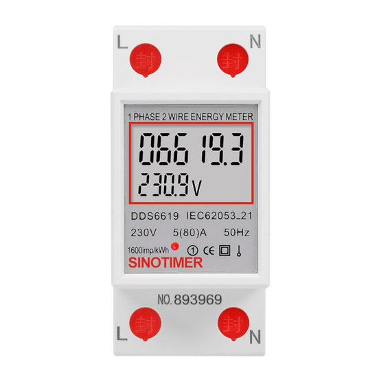 SINOTIMER  DDS6619 80A 230V Din Rail Single Phase Energy Meter Voltage Current Power Meter Without Backlight - free shipping - PMC Jewellery - Order now!