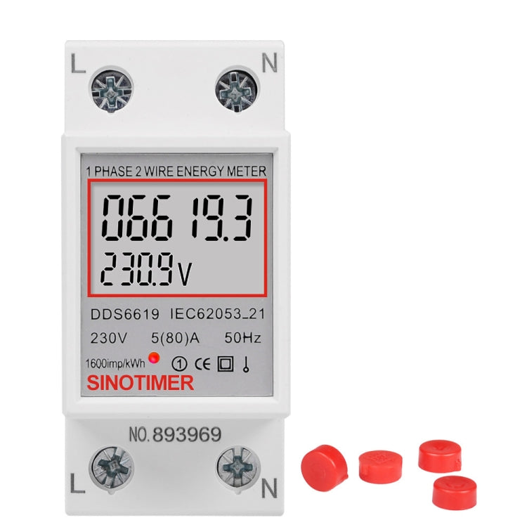 SINOTIMER  DDS6619 80A 230V Din Rail Single Phase Energy Meter Voltage Current Power Meter Without Backlight - free shipping - PMC TechLife - Order now!