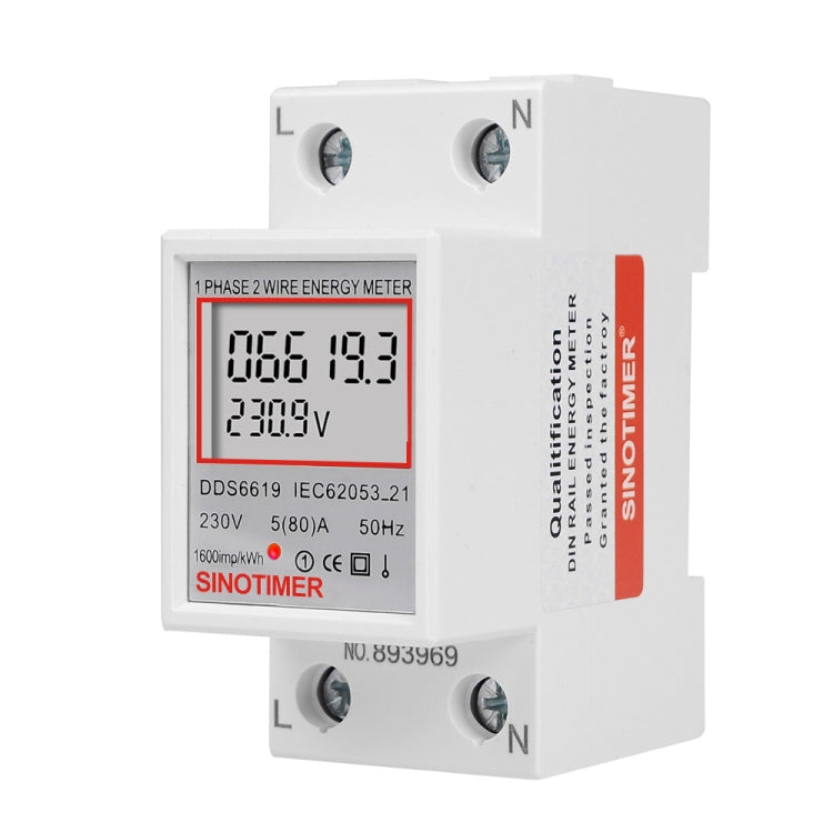 SINOTIMER  DDS6619 80A 230V Din Rail Single Phase Energy Meter Voltage Current Power Meter Without Backlight - free shipping - PMC Jewellery - Order now!