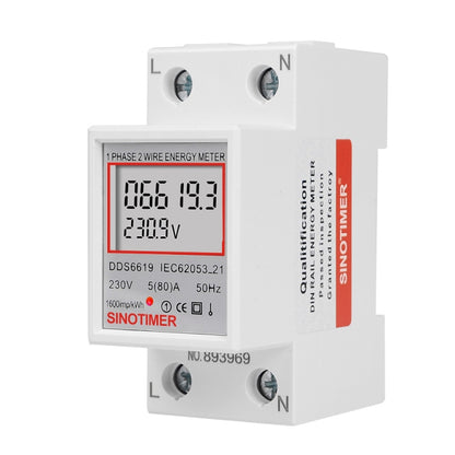 SINOTIMER  DDS6619 80A 230V Din Rail Single Phase Energy Meter Voltage Current Power Meter Without Backlight - free shipping - PMC Jewellery - Order now!