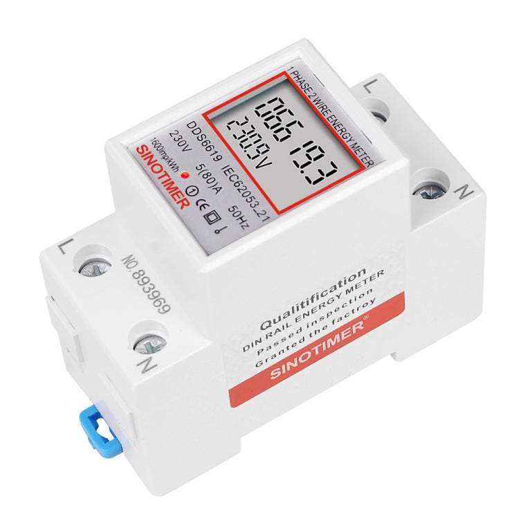 SINOTIMER  DDS6619 80A 230V Din Rail Single Phase Energy Meter Voltage Current Power Meter Without Backlight - free shipping - PMC Jewellery - Order now!
