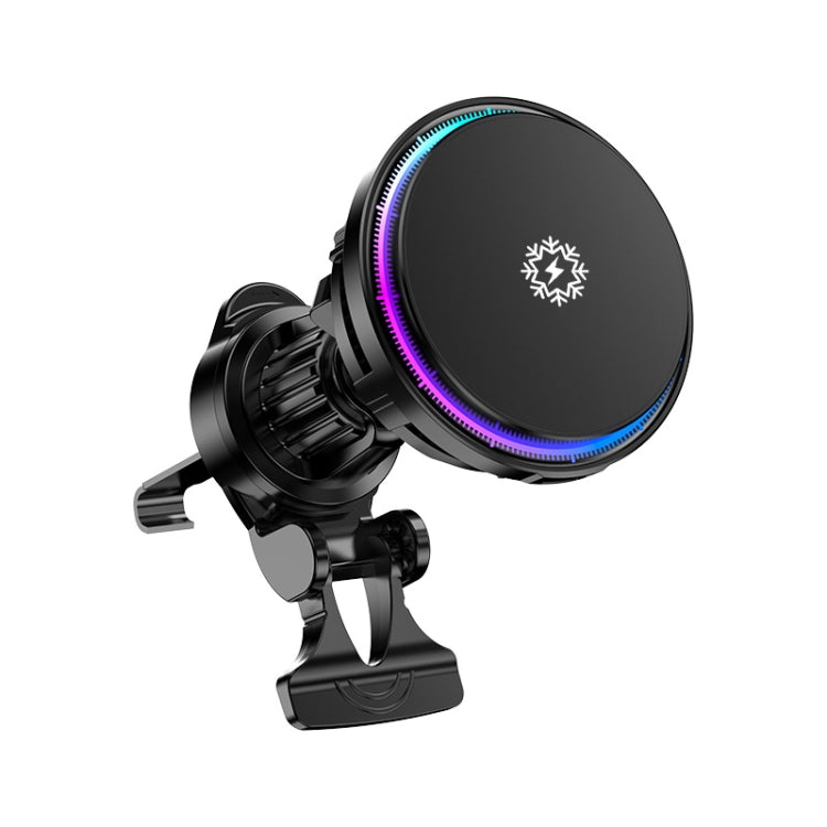 15W Car Wireless Charger Semiconductor Heat Dissipation Mobile Phone Holder RGB Light(Black) - Wireless Charger Holders by PMC TechLife | Online Shopping South Africa | PMC TechLife | Buy Now Pay Later Mobicred