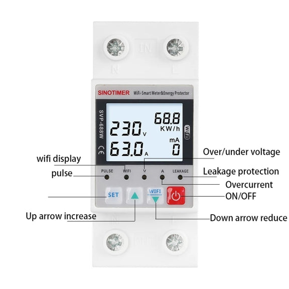 SINOTIMER SVP-688W  TUYA APP WiFi Smart Circuit Breaker Over Under Voltage Protector