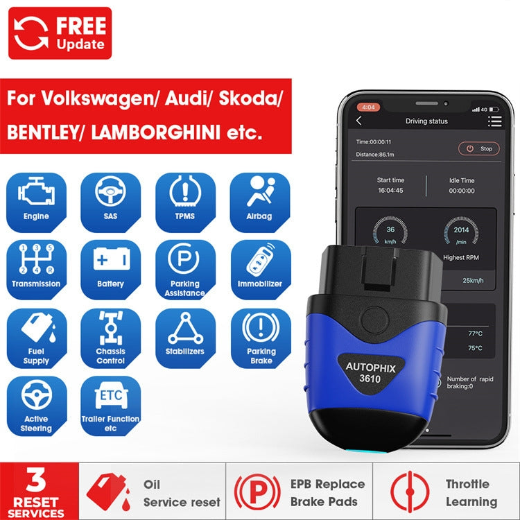 AUTOPHIX 3610 Bluetooth Car Full System Diagnostic Scanner For VW / AUDI / SKODA / SEAT - free shipping - PMC Jewellery - Order now!