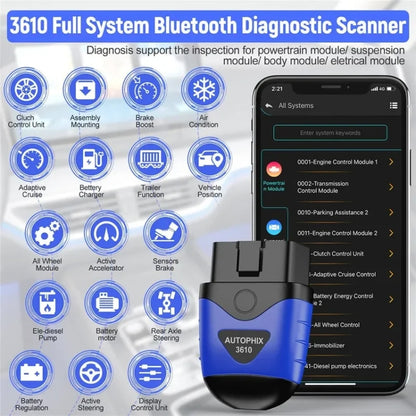 AUTOPHIX 3610 Bluetooth Car Full System Diagnostic Scanner For VW / AUDI / SKODA / SEAT - free shipping - PMC Jewellery - Order now!