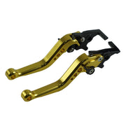 1pair Motorcycle CNC Six Speed Dual Disc Brake Handlebar Cowl Adjustable Electric Bike Brake Lever(Gold)