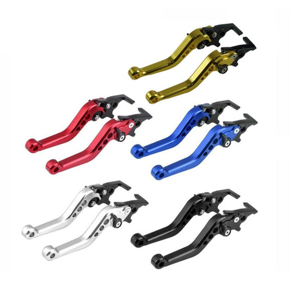 1pair Motorcycle CNC Six Speed Dual Disc Brake Handlebar Cowl Adjustable Electric Bike Brake Lever(Gold)